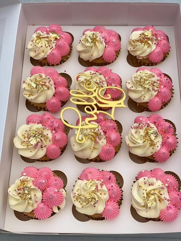 Pink and white cupcakes (12 in a box)